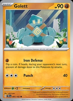 Golett 087/162 Common – Temporal Forces Pokémon card