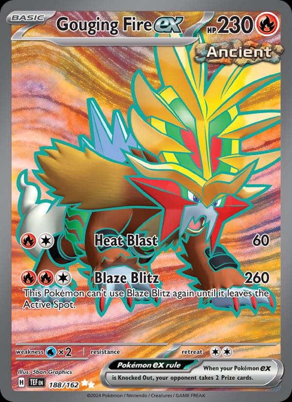 Gouging Fire ex 188/162 Temporal Forces Pokémon card