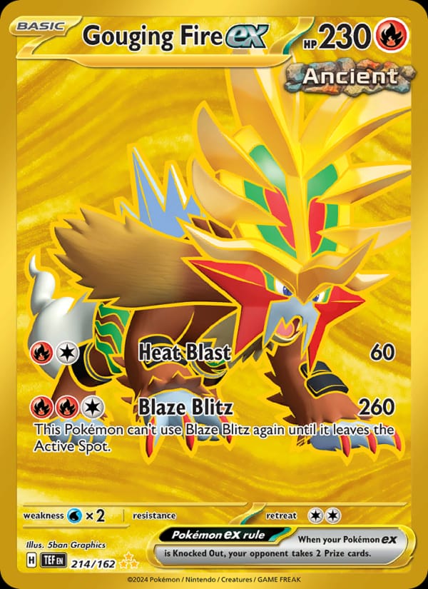 Gouging Fire ex 214/162 Temporal Forces Pokémon card