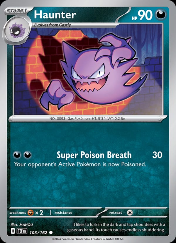 Haunter 103/162 Temporal Forces Pokémon card