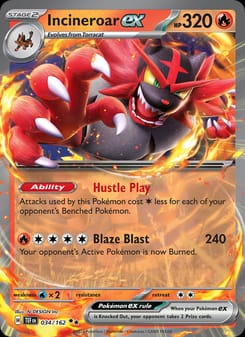 Incineroar ex 034/162 Double Rare – Temporal Forces Pokémon card