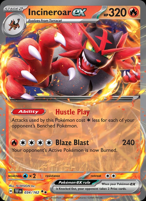 Incineroar ex 034/162 Temporal Forces Pokémon card