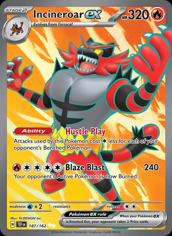 Incineroar ex 187/162 Temporal Forces Pokémon card