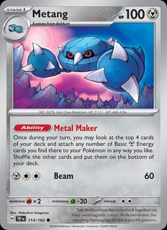 Metang 114/162 Common – Temporal Forces Pokémon card