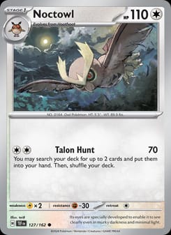 Noctowl 127/162 Common – Temporal Forces Pokémon card