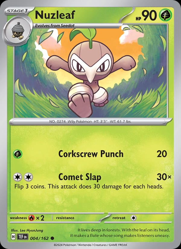 Nuzleaf 004/162 Temporal Forces Pokémon card