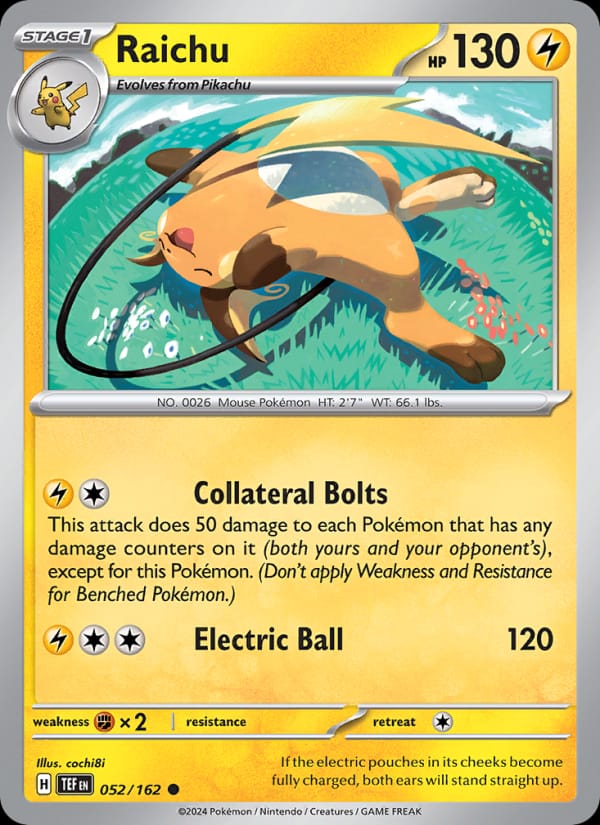 Raichu 052/162 Temporal Forces Pokémon card