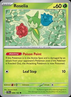 Roselia 008/162 Common – Temporal Forces Pokémon card