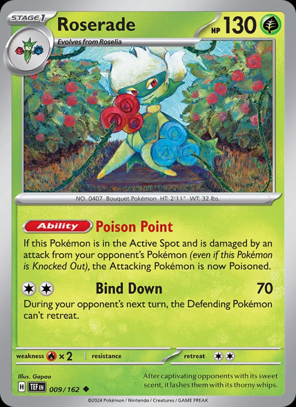 Roserade 009/162 Temporal Forces Pokémon card
