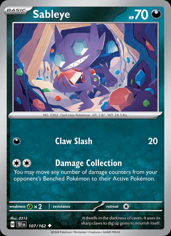 Sableye 107/162 Temporal Forces Pokémon card