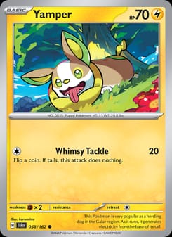 Yamper 058/162 Common – Temporal Forces Pokémon card