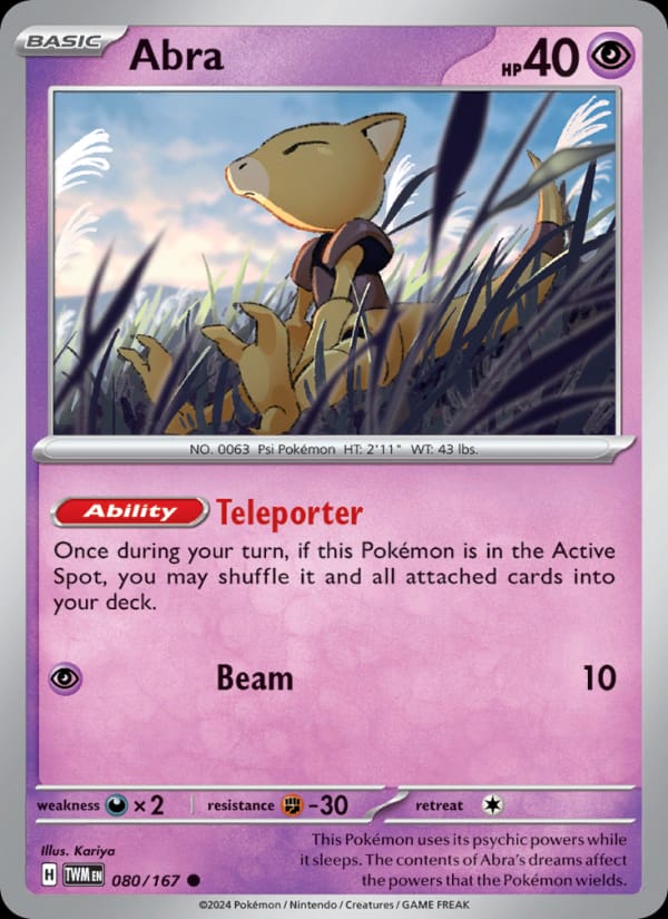 Abra 080/167 Twilight Masquerade Pokémon card