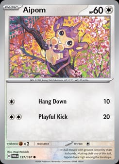 Aipom 137/167 Common – Twilight Masquerade Pokémon card