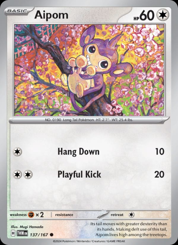 Aipom 137/167 Twilight Masquerade Pokémon card