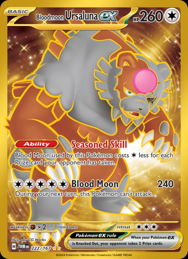 Bloodmoon Ursaluna ex 222/167 Twilight Masquerade Pokémon card