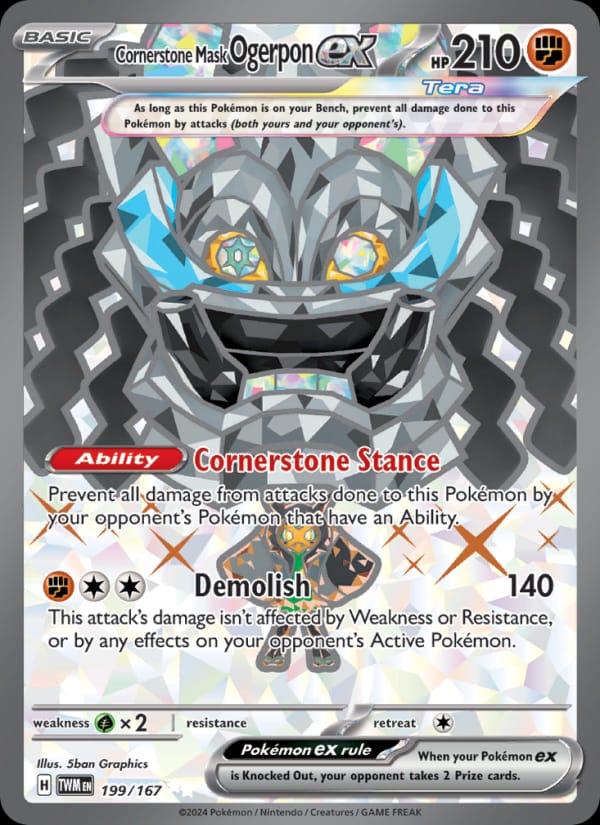 Cornerstone Mask Ogerpon ex 199/167 Twilight Masquerade Pokémon card