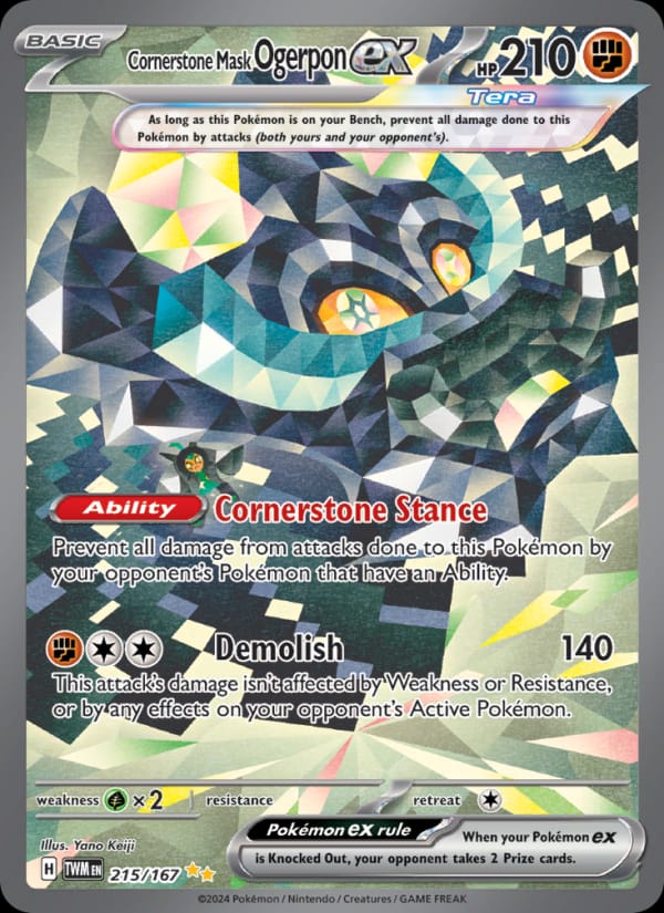Cornerstone Mask Ogerpon ex 215/167 Twilight Masquerade Pokémon card