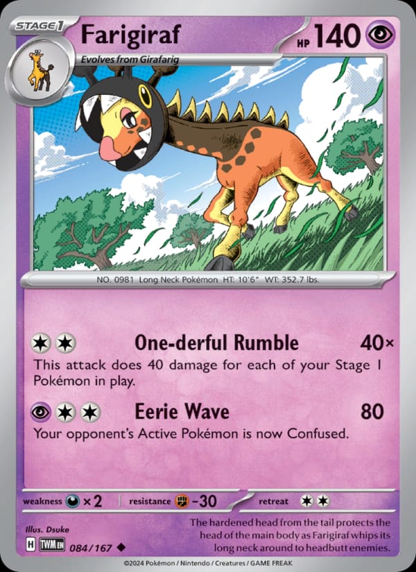 Farigiraf 084/167 Twilight Masquerade Pokémon card