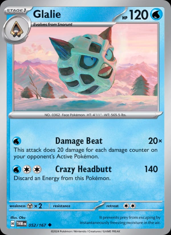 Glalie 052/167 Twilight Masquerade Pokémon card