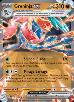 Greninja ex 106/167 Double Rare – Twilight Masquerade Pokémon card