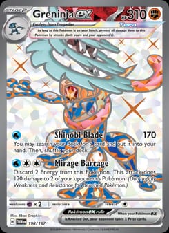 Greninja ex 198/167 Ultra Rare – Twilight Masquerade Pokémon card
