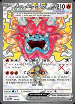 Hearthflame Mask Ogerpon ex 192/167 Ultra Rare – Twilight Masquerade Pokémon card
