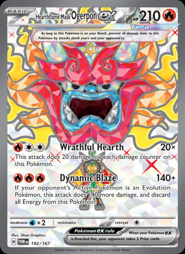 Hearthflame Mask Ogerpon ex 192/167 Twilight Masquerade Pokémon card