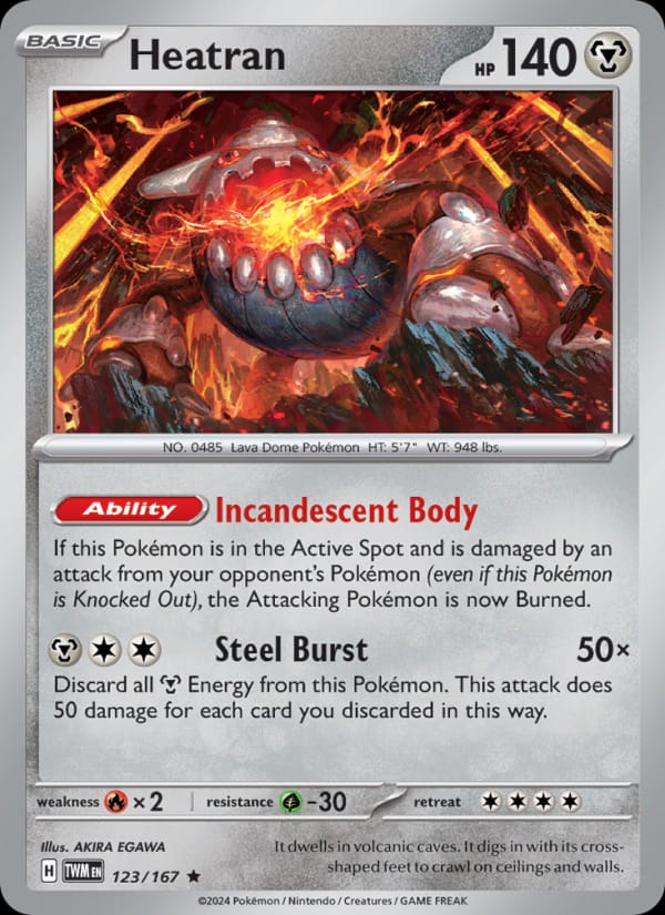 Heatran 123/167 Twilight Masquerade Pokémon card