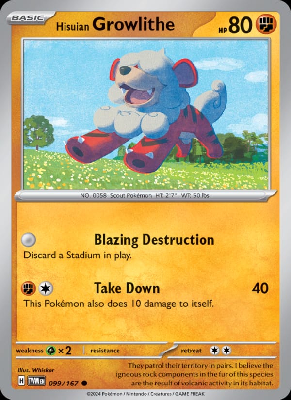 Hisuian Growlithe 099/167 Twilight Masquerade Pokémon card