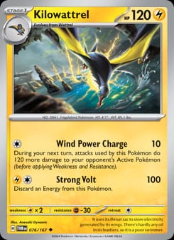 Kilowattrel 076/167 Uncommon – Twilight Masquerade Pokémon card