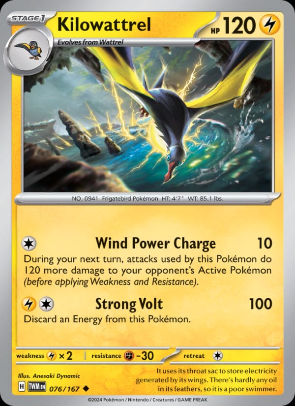 Kilowattrel 076/167 Twilight Masquerade Pokémon card