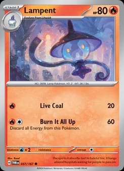 Lampent 037/167 Common – Twilight Masquerade Pokémon card