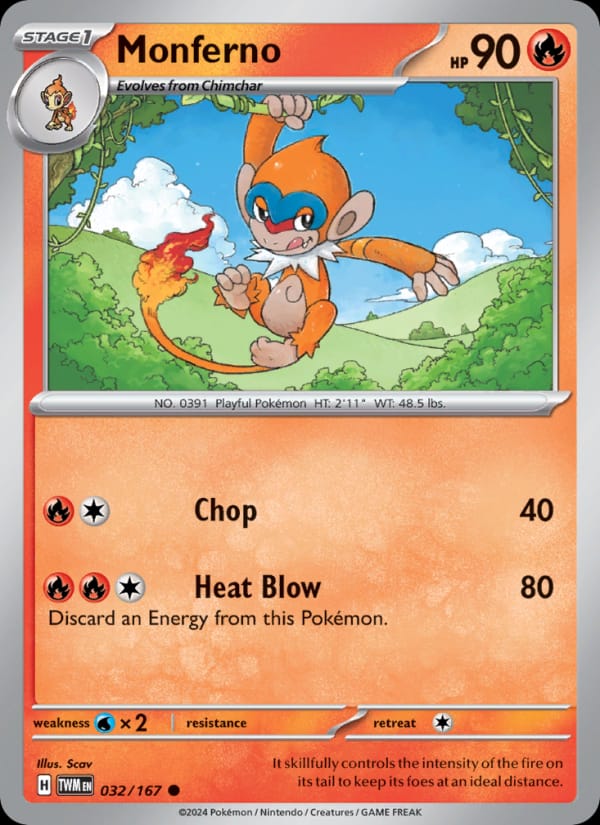 Monferno 032/167 Twilight Masquerade Pokémon card