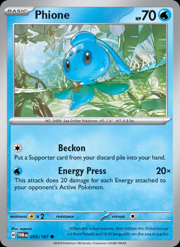 Phione 055/167 Twilight Masquerade Pokémon card