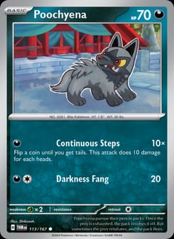 Poochyena 113/167 Common – Twilight Masquerade Pokémon card