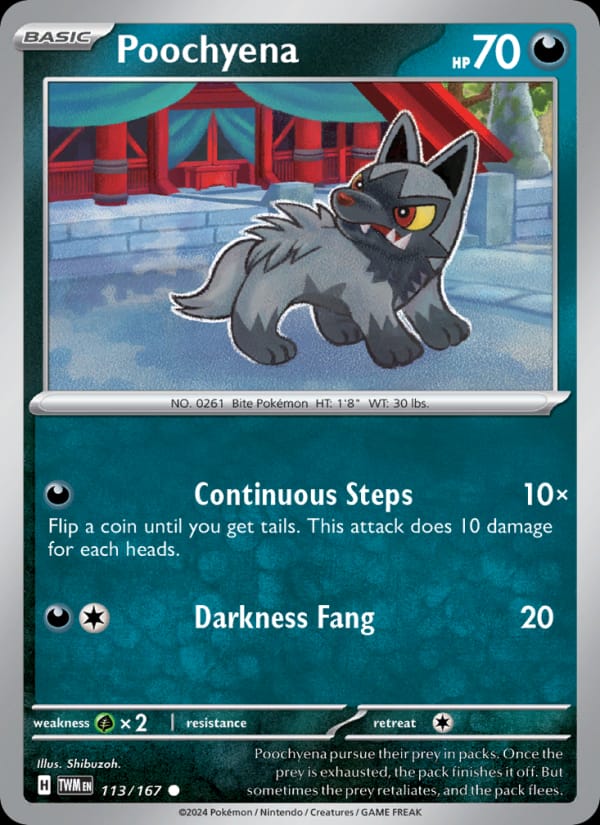 Poochyena 113/167 Twilight Masquerade Pokémon card