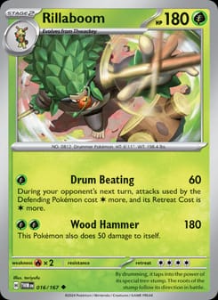 Rillaboom 016/167 Uncommon – Twilight Masquerade Pokémon card