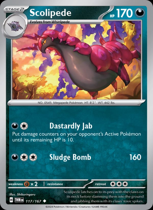 Scolipede 117/167 Twilight Masquerade Pokémon card