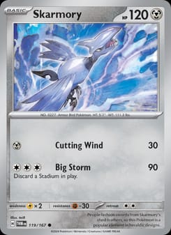 Skarmory 119/167 Common – Twilight Masquerade Pokémon card