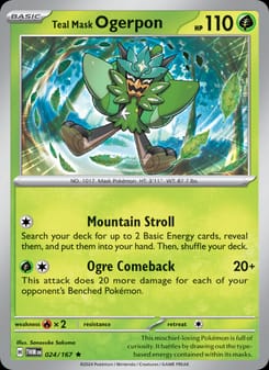 Teal Mask Ogerpon 024/167 Rare – Twilight Masquerade Pokémon card