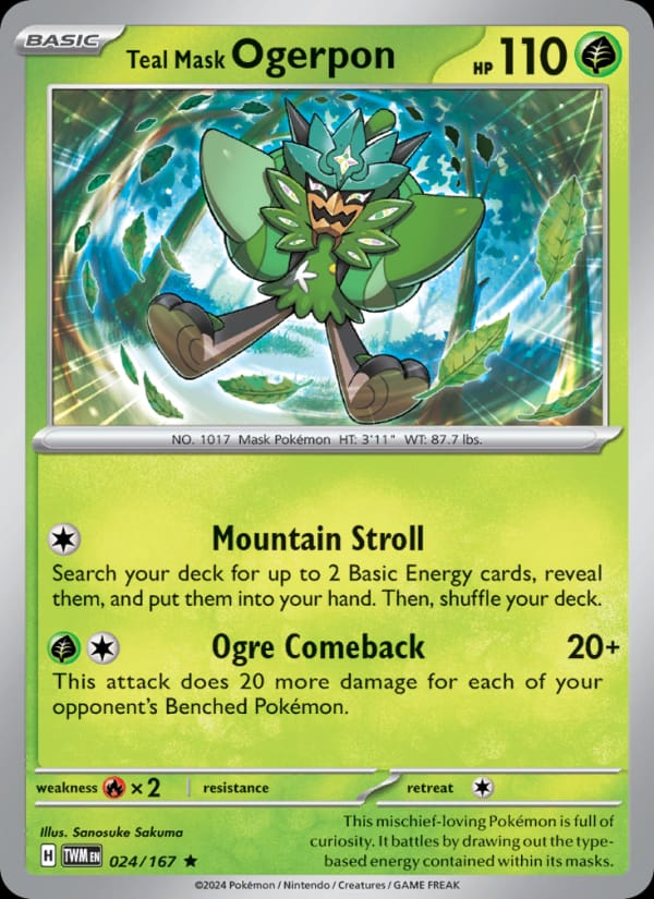 Teal Mask Ogerpon 024/167 Twilight Masquerade Pokémon card