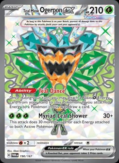 Teal Mask Ogerpon ex 190/167 Ultra Rare – Twilight Masquerade Pokémon card