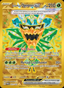 Teal Mask Ogerpon ex 221/167 Hyper Rare – Twilight Masquerade Pokémon card