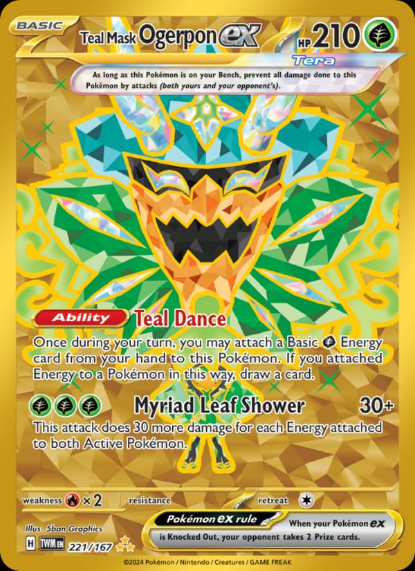 Teal Mask Ogerpon ex 221/167 Twilight Masquerade Pokémon card