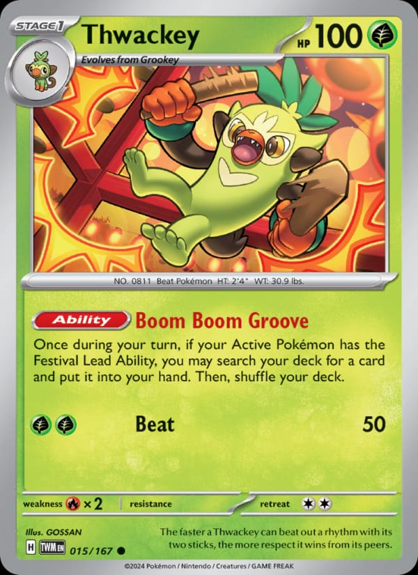 Thwackey 015/167 Twilight Masquerade Pokémon card