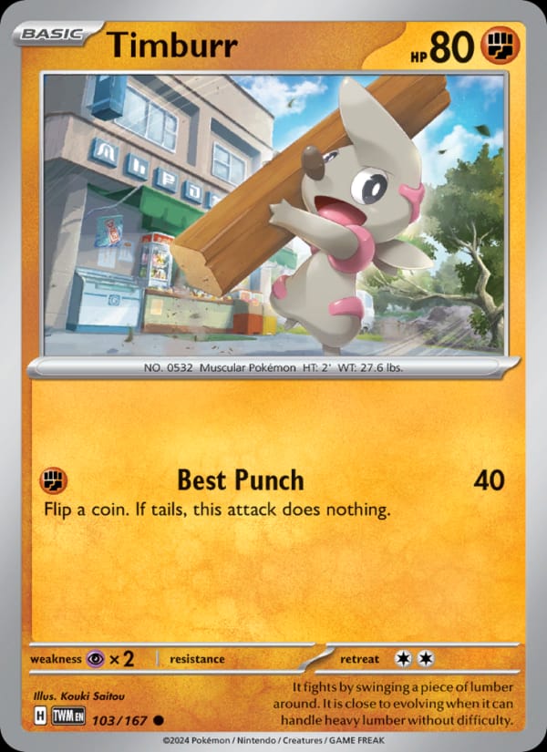 Timburr 103/167 Twilight Masquerade Pokémon card