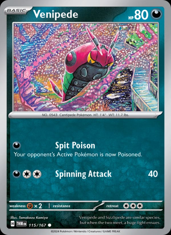 Venipede 115/167 Twilight Masquerade Pokémon card