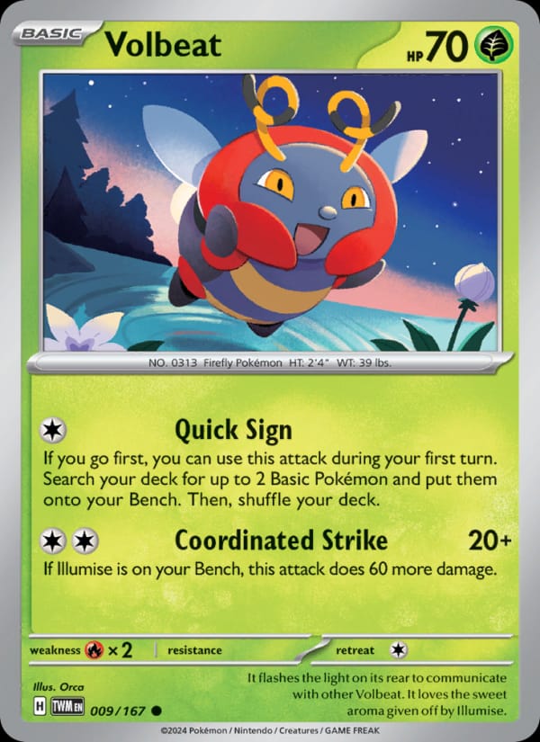 Volbeat 009/167 Twilight Masquerade Pokémon card