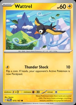 Wattrel 075/167 Common – Twilight Masquerade Pokémon card