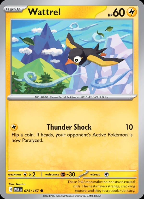 Wattrel 075/167 Twilight Masquerade Pokémon card